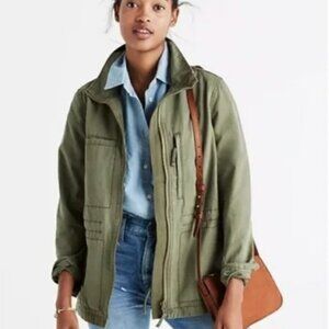 Madewell Green Fleet Military Utility Jacket Pockets Zipper Sz Medium